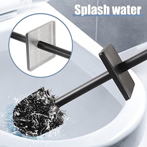 Image of DOWRY Stainless Steel Toilet Bowl Brush and Holder for Bathroom Storage Organization Cleaning, Black Freestanding Toilet Brush with Holder