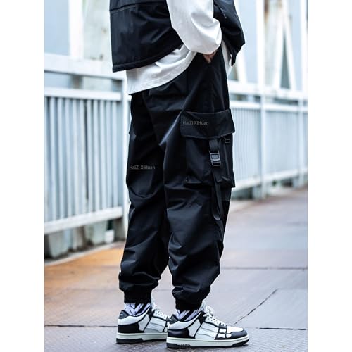 Men's Dark Functional Paratrooper Tactical Cargo Pants Baggy Athletic Harem Pants Men Street Drawstring Trousers2