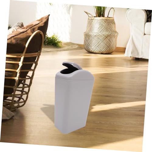 Caneca de basura rectangular con tapa, plástico, gris miniatura 6