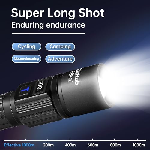 Image of TrixHub Rechargeable Flashlights 3 Pack, Super Bright High Lumens Flash Light, 5 Modes Zoomable Linternas with LCD Digital Display, Powerful Handheld LED Flashlights for Home Emergencies Camping