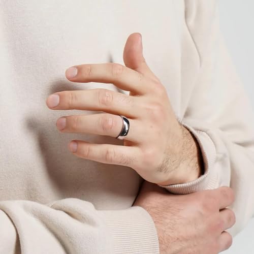 RIOSO 16Pcs Men's Stainless Steel Rings Cool Band Ring for Women Men Simple Wedding Engagement Ring Set3