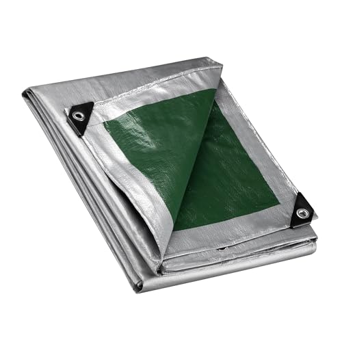 Wiltec Bâche de Camion 3 x 2m 120g/m² Vert/Gris Polyester PE Œillets alu 100cm Haute Protection Vol UV Intempéries Moisi Étanche Solide Haute Résistante...