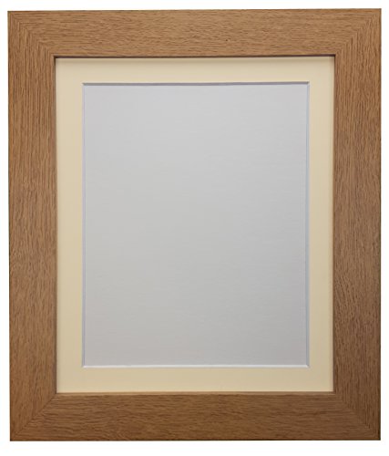 Image of Metro Oak Frame with Ivory Mount 14 x 11 For Image size 12 x 8 inch
