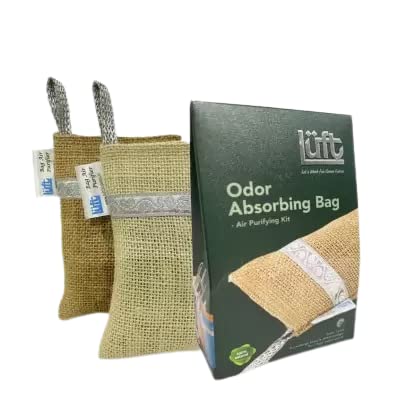 Luft Non-Electric 100% Activated Charcoal Air Purifier, Deodorizer and Dehumidifier for Home, Car, Shoe Rack, Wardrobe, Fridge, Gym, Hotel Bag,Bathroom and Toilet- (75 Grams)