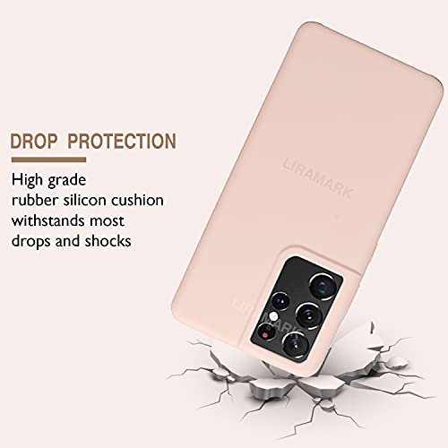 Image of LIRAMARK Liquid Silicone Soft Back Cover Case for Samsung Galaxy S21 Ultra (Pink)