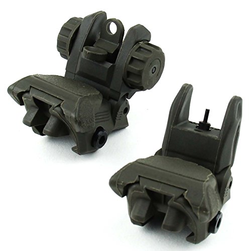 TacFire Low Profile Polymer Flip-Up Front & Rear Sights, OD Green