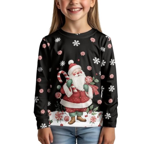 Image of Long Sleeve Shirts for Girls Casual Crewneck Tops Fall Winter Outfits for 3-16 Years Old