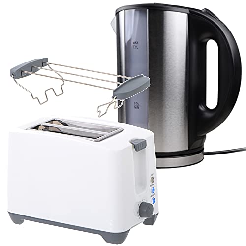 TronicXL 2-Schlitz Toaster mit Brötchen-Aufsatz + Wasserkocher Frühstück-Set Frühstücks-Set I Brot Toast mit Aufwärm…