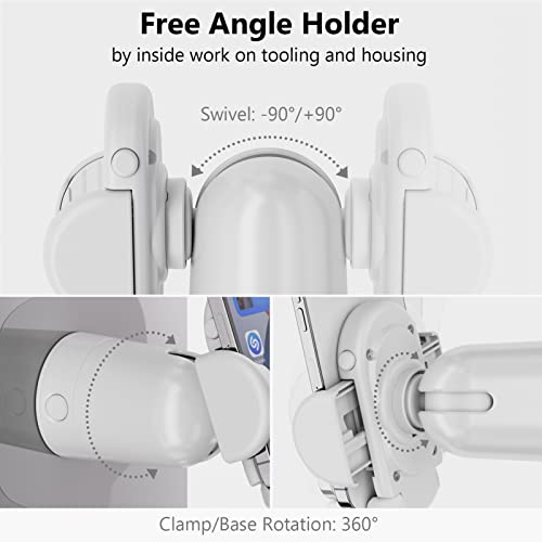 Miikare Shower/Mirror/Wall Phone Holder, Shower Phone Mount With 360 Degree Rotating, Universal Bathroom Accessories Phone Clamp For All Phones, Wall Phone Holder For Bathroom, Mirror, Kitchen - White #TOP5