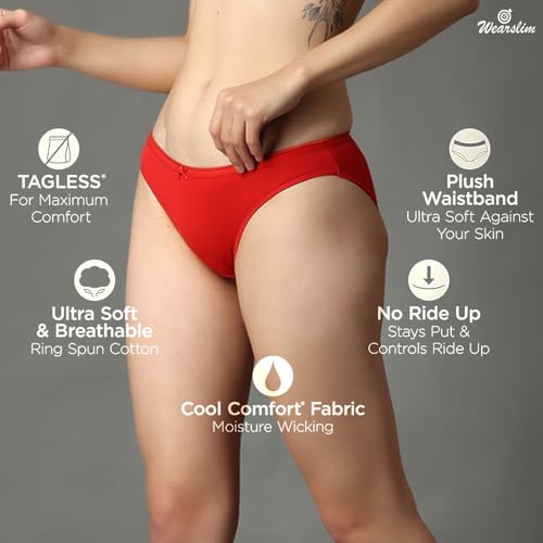Image of Wearslim Premium Women Soft and Comfortable Women's Cotton Bikini No Show Panty | Ladies Invisible Breathable Briefs Soft Stretch Hipster Underwear