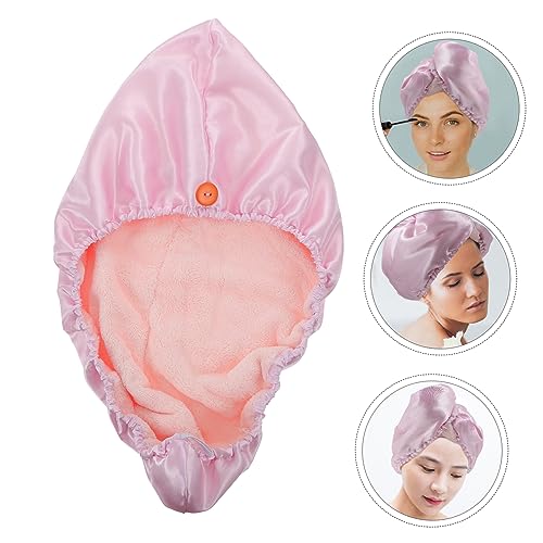 Mipcase Touca De Banho De Cetim Dupla Camada Chapéu De Cabelo Seco Toalhas Envoltórias De Cabeça Toa