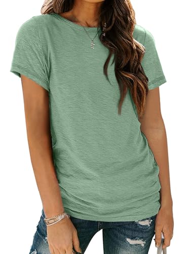 AUTOMET Women's St. Patrick's Day Green T-Shirt, Soft Basic Round Neck Tops for Spring Summer Everyday Wear 02lightgreen L