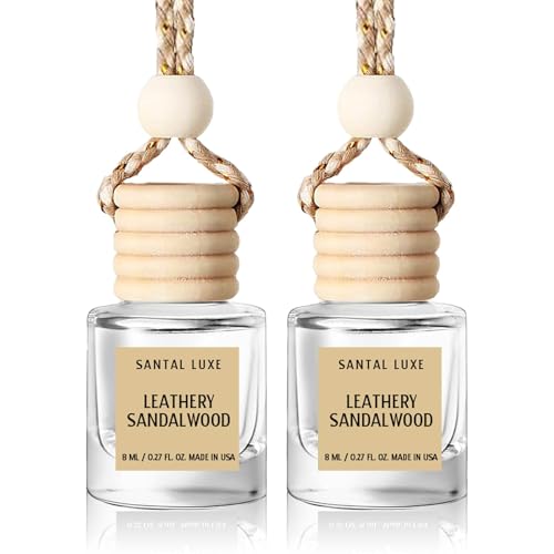 C Classy Car Air Freshener Hanging 2 Pack, Leathery Sandalwood Essential Oil Diffuser, Car Accessories, Long-Lasting Fragrance, Air Diffusers, C ar Air Fresheners for Women & Men Gift, Made in USA