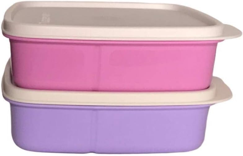 New Tupperware Lunch It 2pc Set - Divided Square Containers, Pink, Meal Holder, School