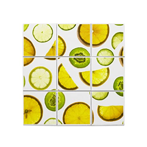 Carreaux céramique anti-taches 60 x 60 cm motif citrons pour rénover facilement une crédence
