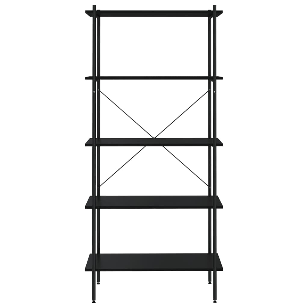 Scaffale nero con 5 ripiani, 80 x 40 x 163 cm, per ufficio e soggiorno | Robusto scaffale in legno e acciaio con protezione antiribaltamento per studio, cantina e ufficio.