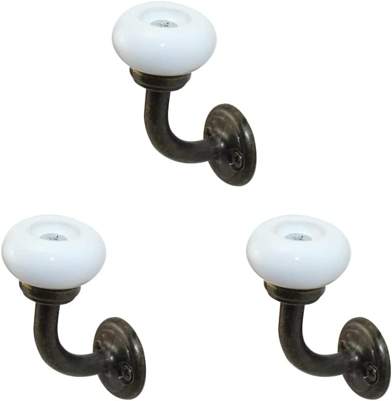 UNISTRENGH 3 PatèRes Vintage Crochet Antiquewall Crochet Porte-Serviettes Avec Boule en CéRamique Blanche Crochet en CéRamique Pour Garde-Robe Salon (S)