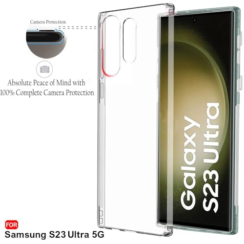 Image of TheGiftKart Back Cover Soft Case for Samsung Galaxy S23 Ultra 5G | Best Camera Protection | Inbuilt Dust Plugs & Anti-Slip Grip | Ultra Clear Slim Back Cover Case (Silicone, Transparent)
