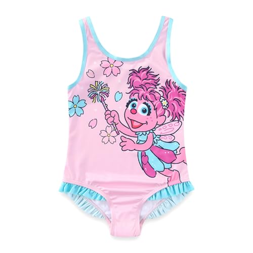 Sesame Street Abby Cadabby Girls Swimsuit UPF 50+ One Piece Bathing Suit for Toddler Pink