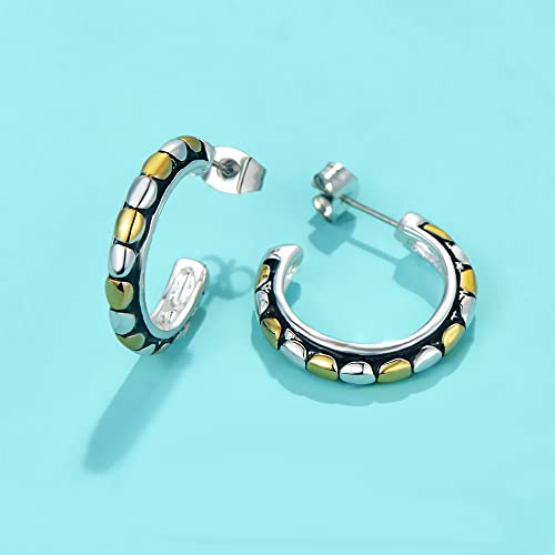 UNY Jewel Jewelry Make a Statement With Our Two Tone Thine C Shape Post Earrings Featuring Detailing Perfect For Any Occasion3