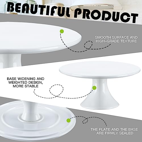 Umigy 3 Pcs Porcelain Round Cake Stand Round Dessert Stand Ceramic White Cupcake Stand Pedestal Cake Plate Dessert Display Stands for Wedding Serving Table Parties Decorating Birthday, 7.9\" 9.8\" 12\"