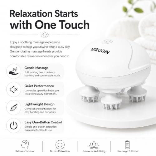 Image of Electric Scalp Massager for Hair Growth | Head Massager Vibrating Machine | Scalp Massager Brush for Deep Head Massage & Stress Relief | Hair Massager for Scalp Massage | Rechargeable (White)
