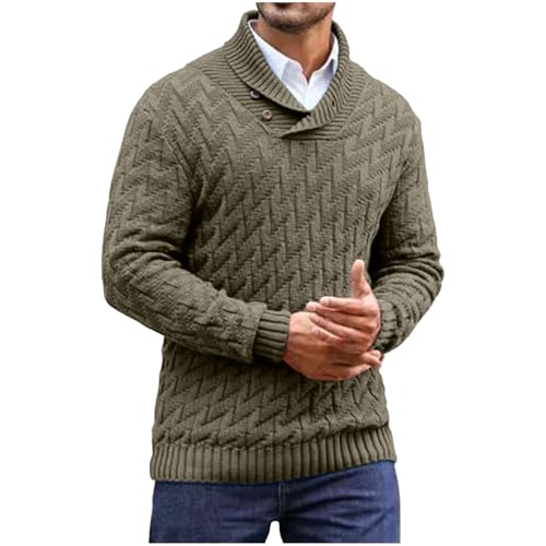 Cable Knit Sweater Men Long Sleeve Mock Neck Pullover Sweaters Trendy Casual Comfy Sweater Outerwear
