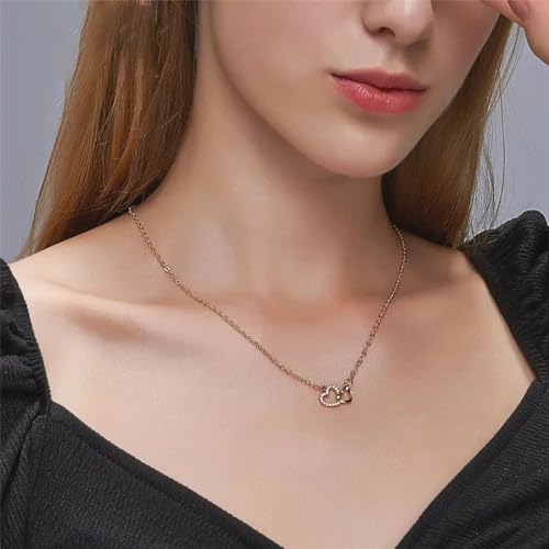 Colliers en forme de coeur exquis en cristal de zircon et chaîne de clavicule couleur or - 3