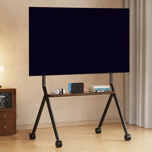 Soporte móvil para TV ajustable con ruedas 32-75 pulg. negro miniatura 1