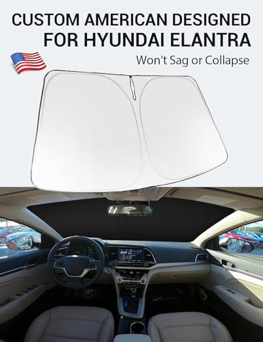 Image of Proadsy 2026 Upgrade Windshield Sun Shade for 2017-2020 Elantra Front Window Sunshade Protector Foldable Sun Visor Blocks UV Rays Keep Car Cooler