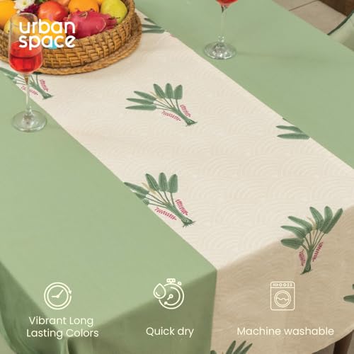 Image of Urban Space 100% Cotton Dining Table Cover for 4 Seater, Rectangular Table Cloth with Panelled Design, 4 Seater Cotton Table Cover(Palm Lagoon Green, 4 Seater, 48 inch x 72 inch)