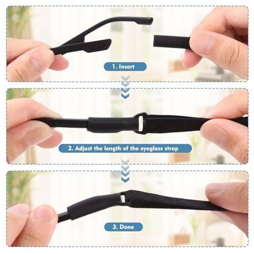 Image of 4 Pack Adjustable Glasses Strap（8.5-12.5in）, Glass Straps for Eyeglasses & Sunglasses, Anti-Slip Sports & Daily Use Eyeglass Strap