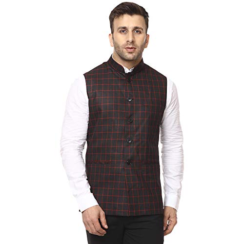 Image of Veera Paridhaan Men's Poly Cotton Jute Nehru Jacket