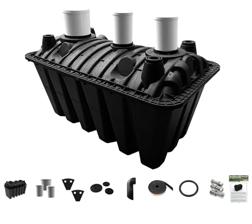 Natotela 396gal Underground Septic Tank Kit-80.7x45.3x43.9in Plastic Septic Tank System Rectangle Septic System With Riser and Manhole Covers Anti Corrosion PP Septic Kit For 4-6 Persons