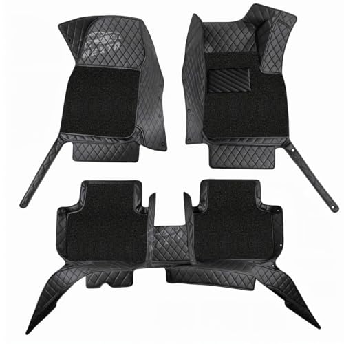Image of NEXTA Premium Nappa Luxury Leather with Grass Mat Complete Set || 100% Waterproof and Washable||7D Cars Floor Mats for MG Majestor - 7 Seater (All 3 Rows) | Color : (Full Black)