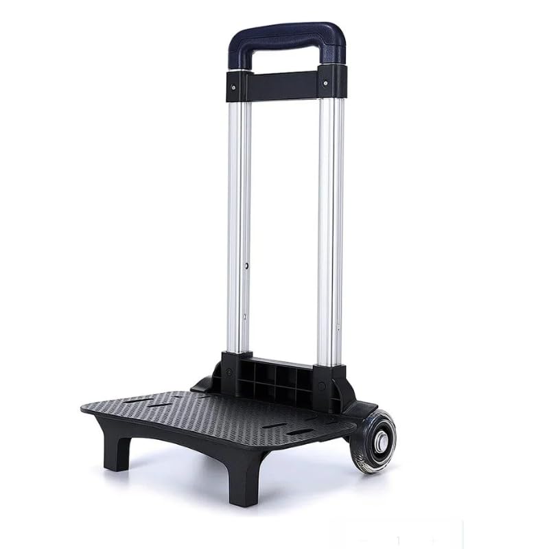 Carrinho para Mochila Escolar em Alumínio com Rodas de Silicone - Estrutura Ajustável com Plataforma Antiderrapante - Ajustável 43-90cm, Base 27-20cm