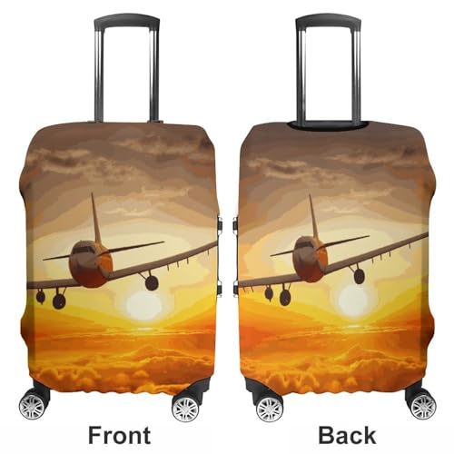 Carry on Luggage Cover Aircraft Plane at Sunset Suitcase Covers for Luggages Tsa Approved Travel Luggage Sleeve Protector Elastic Suitcase Protector Anti-Scratch Washable Fits 19-30 Inch Case -L3
