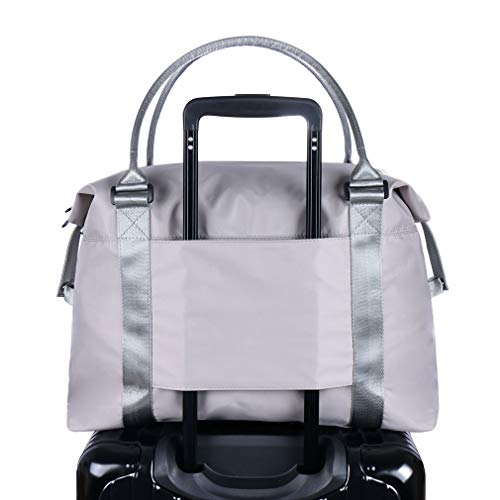 Unisex Large Travel Shoulder Weekender Overnight Bag Handbag Gym Tote Bag with Trolley Sleeve (Silver Grey)