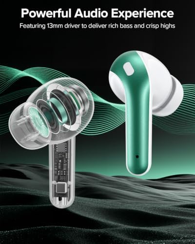 TAGRY Bluetooth Headphones True Wireless Earbuds 60H Playback LED Power Display Earphones with Wireless Charging Case IPX5 Waterproof in-Ear Ear buds with Mic for TV Smart Phone Laptop Computer Sports — 사진 4