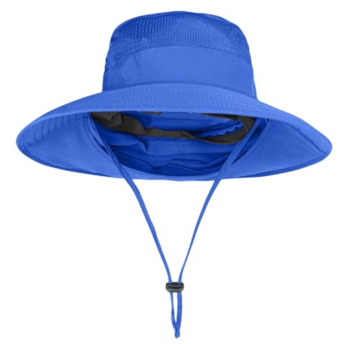 Image of Sun Hats for Men Women Fishing Hat UPF 50+ Breathable Wide Brim Bucket Hats Summer UV Protection Safari Hat with Neck Flap