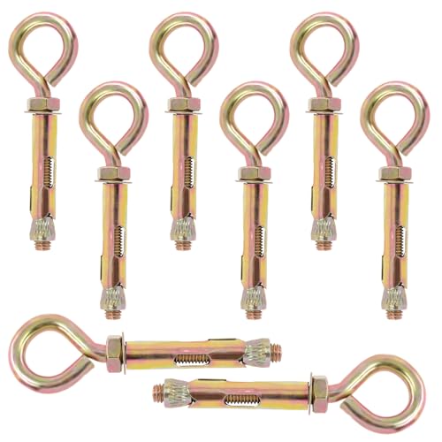 Image of Swpeet 8Pcs M12 Thread Wall Concrete Brick Expansion Screws Closed Anchor Hook, Expansion Eyebolt Screws Bolts, Heavy-Duty Expansion Bolts with Eye Ring, Sleeve Anchor, Expansion Hooks