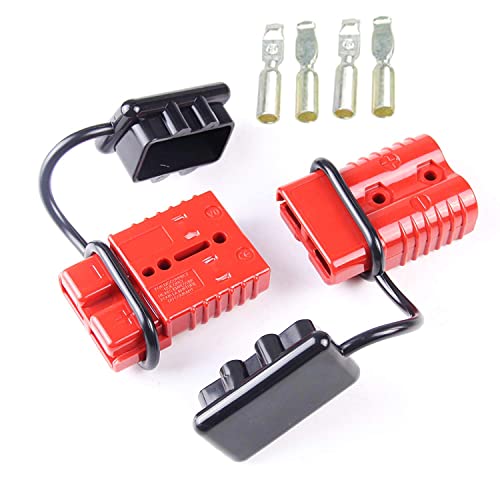 Mr.Brighton LED 175Amp Anderson Compatible 2 Pole Power Connector Plug Red w/Terminals for #4 AWG Wire[4 housing+8 Terminal pins+4 dust Covers]