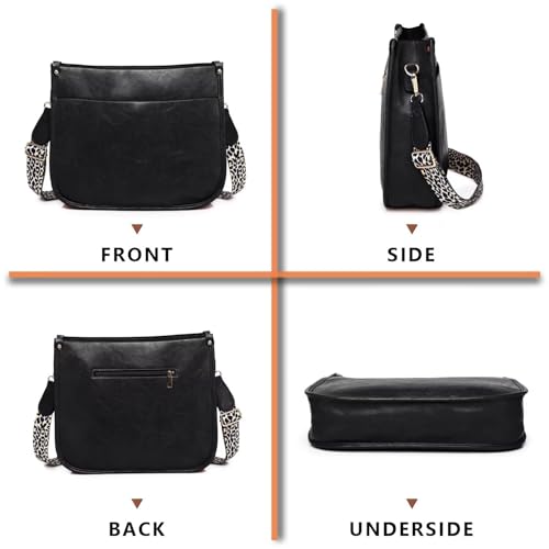 Image of AUYOCO Vegan Leather Crossbody Bags for Women, Crossbody Purse with Guitar Strap Zipped Pockets Handbag Shoulder Bag