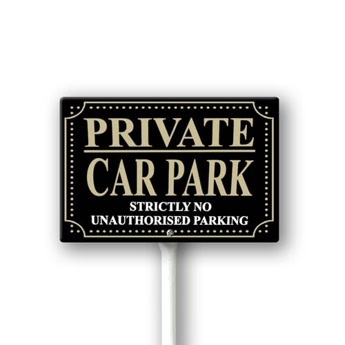 Vdenvileye Private Car Park Yard Sign 12" x 8" With 12.8" Long Metal Stakes No Parking Lawn with Stand Keep Off Aluminum Outdoor Use Home Business — image 1