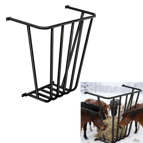Mangeoire à foin pour chèvre, 24,8 x 21,26 x 12,2 cm, support à foin de chèvre multi-faces adapté pour les fermes, les écuries, support mural en métal galvanisé robuste pour chevaux de moutons (1