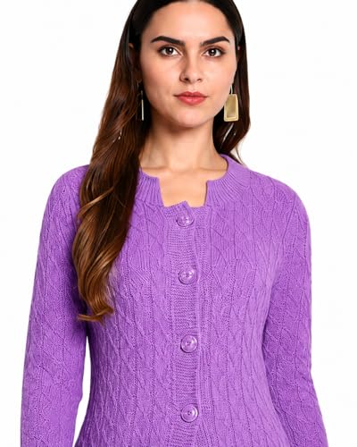 Image of HAUTEMODA Women's Wool Banded Collar Cardigan