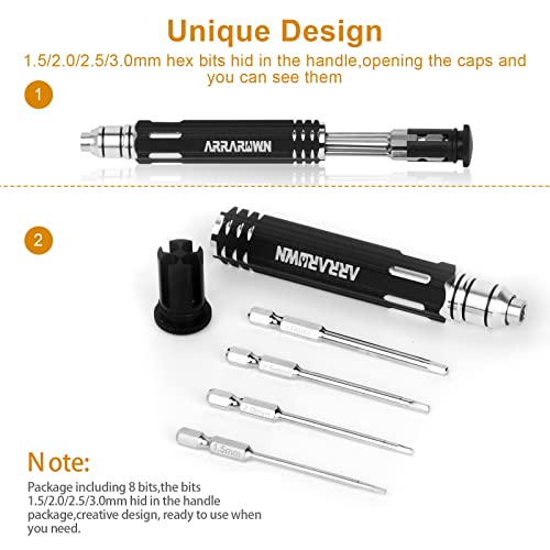 Arrarown SET-8IN1 10 In 1 Rc Model Repair Tools Kit With 1.5/2.0/2.5/3.0/4.0/5.5Mm Hex Screwdrivers Wrench Phillips & Slotted Screwdriver, Metal Tray For Rc Cars Helicopter Drone Boat thumb #2