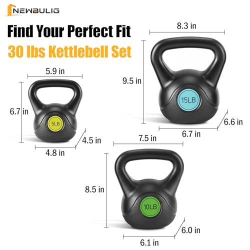 Image of NEWBULIG Hard Kettlebell Set, Strength Training Kettlebells Sets | Durable Concrete Core, HDPE Shell, Multi-Level Workout Fitness Equipment for Home Gym & Outdoor