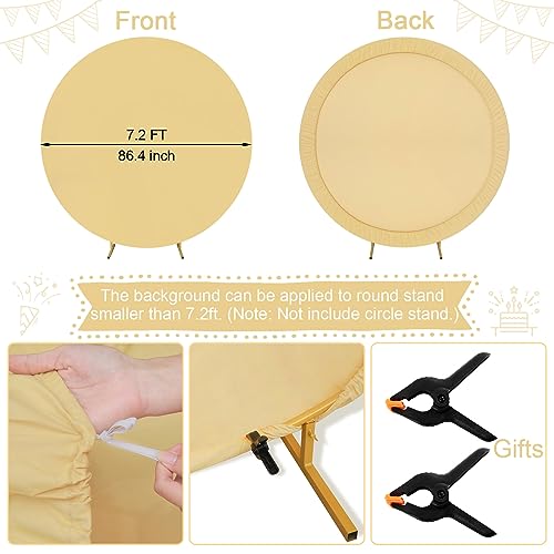 Image of Khaki Round Backdrop Cover 7.2ft Khaki Circle Birthday Photo Balloon Arch Photography Background for Party Baby Shower Wedding Decor