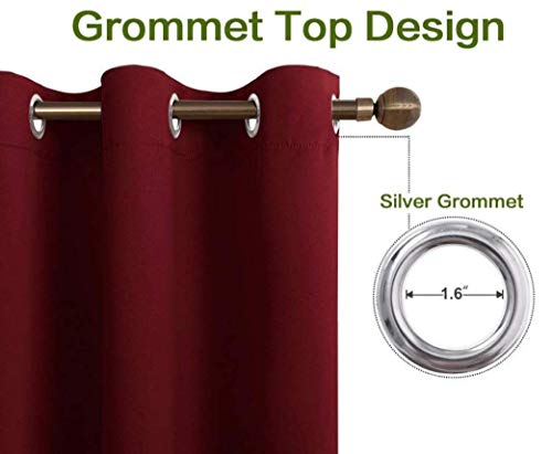 Image of Comfy Home Fabric Solid Grommet Curtain, 7 Feet, Burgundy, Pack of 2